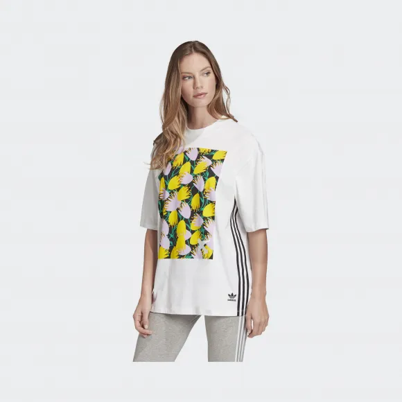 阿迪达斯/Adidas ORIGINALS 白 女士 GRAPHIC TEE 运动短袖T恤 FL4080