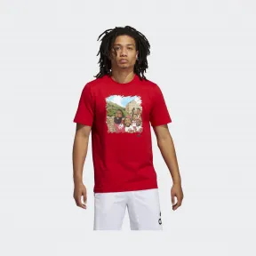 阿迪达斯/Adidas 运动表现 浅猩红 男士 BEIJING TEE 篮球运动短袖T恤 GL4425