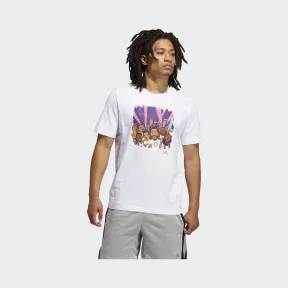 阿迪达斯/Adidas 运动表现 白 男士 SHANGHAI TEE 篮球运动短袖T恤 GL4426