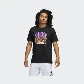 阿迪达斯/Adidas 运动表现 黑色 男士 SHANGHAI TEE 篮球运动短袖T恤 GL4427