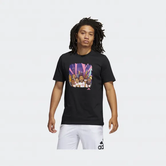 阿迪达斯/Adidas 运动表现 黑色 男士 SHANGHAI TEE 篮球运动短袖T恤 GL4427