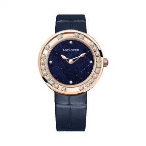 艾戈勒/Agelocer Baikal 贝加尔湖系列 316L精钢+镶钻 36mm 石英机芯 女表 6604D6