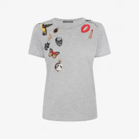 亚历山大麦昆/Alexander McQueen 刺绣 Obsession 装饰 T 恤 女士 38551028ce 437636QHZ180902