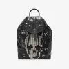 亚历山大麦昆/Alexander McQueen 黑色牛皮双肩包，正面骷髅嵌饰 男士 45305389cm 338814DKJ2N1000