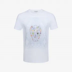 亚历山大麦昆/Alexander McQueen 有机棉针织 Skull 印花 T 恤 男士 37930758rd 453146QIZT80900