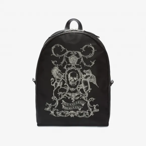 亚历山大麦昆/Alexander McQueen 盾形纹章印纹双肩包 男士 45344623pa 4536629CH1N1082