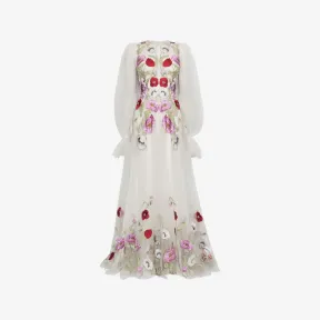 亚历山大麦昆/Alexander McQueen Poppy Embroidered Tulle Long Dress 女士 34699588lr 459161QIZ030904
