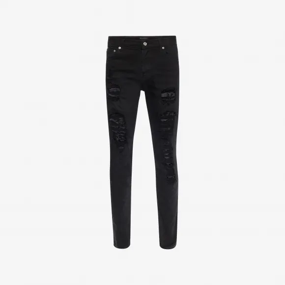 亚历山大麦昆/Alexander McQueen 黑色仿旧牛仔裤 男士 42583391ji 463847QJY401001