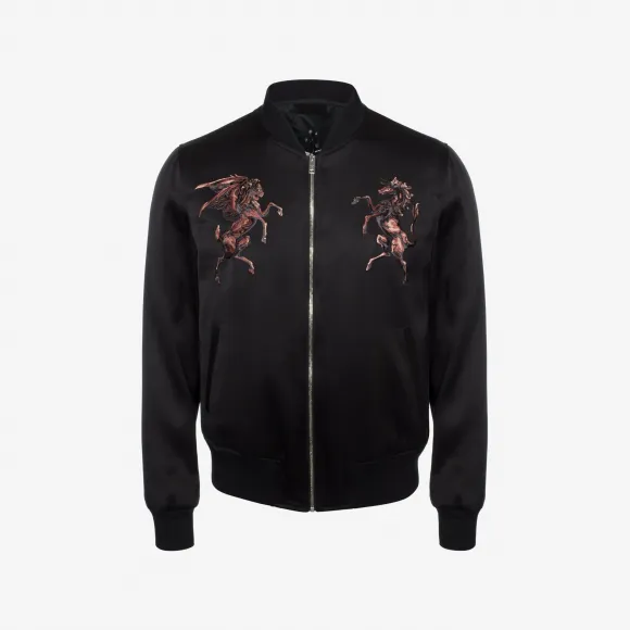 亚历山大麦昆/Alexander McQueen 缎面刺绣飞行员夹克 男士 41704947av 464509QJP091000