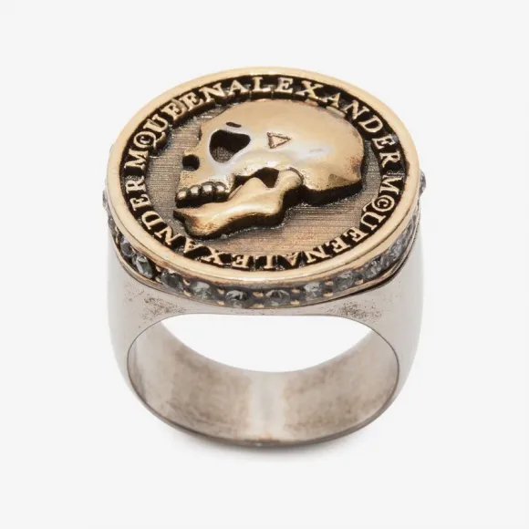 亚历山大麦昆/Alexander McQueen 骷髅钱币戒指 男士 50182186sq 438114J160Z7188