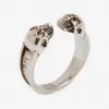 亚历山大麦昆/Alexander McQueen 男士Twin Skull 戒指古银色 504297J160Y0446