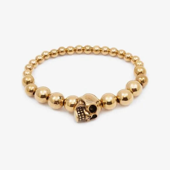 亚历山大麦昆/Alexander McQueen Skull 多个珠饰手环 男士 554504J160G0448
