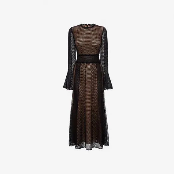 亚历山大麦昆/Alexander McQueen 网面拼饰针织连衣裙 女士 34898730fc 559014Q1WSV1020