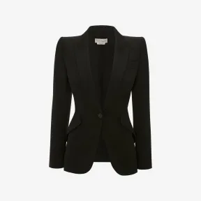 亚历山大麦昆/Alexander McQueen 女士峰形肩树叶绉绸夹克兰花粉 585442QEAAA5033