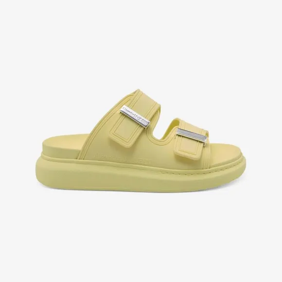 亚历山大麦昆/Alexander McQueen 女式茴香色/银色混合拖鞋 658063W4Q513524 