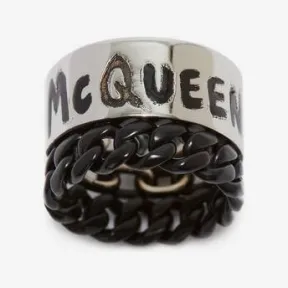 亚历山大麦昆/Alexander McQueen McQueen涂鸦戒指 男士 663855IAG2Y1060