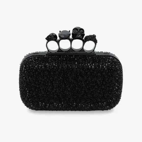 亚历山大麦昆/Alexander McQueen 女士黑色链条指关节手拿包 6762561BLDA1000 810782348