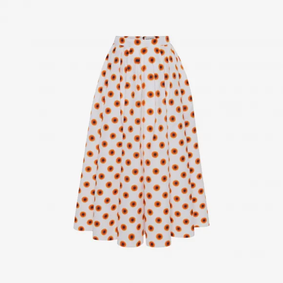 亚历山大麦昆/Alexander McQueen 女士褶皱Iris中裙白色/橙色 684284QDAMI7049