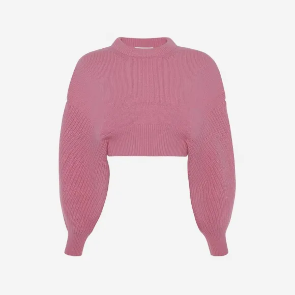 亚历山大麦昆/Alexander McQueen 女式糖粉色短款茧袖套头衫 688349Q1A5C5003 