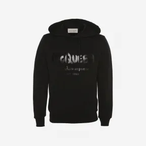 亚历山大麦昆/Alexander McQueen 男士黑色 McQueen 涂鸦连帽卫衣 688715QSZ810911 