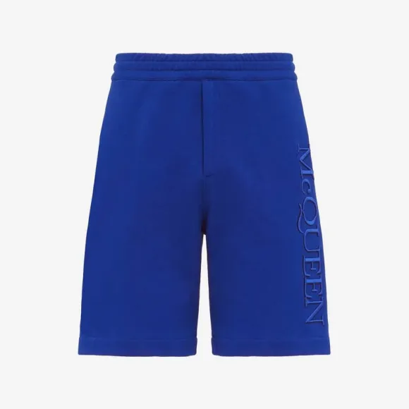 亚历山大麦昆/Alexander McQueen 男士银河蓝徽标刺绣短裤 688721QVX964155 