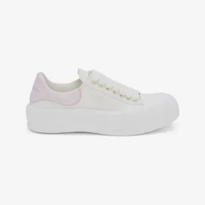 亚历山大麦昆/Alexander McQueen 女士白色甲板帆布帆布鞋 697120W4TGL8869 