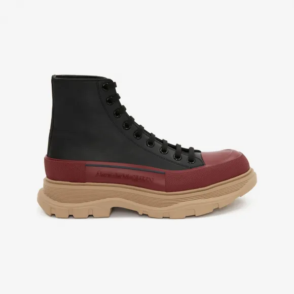 亚历山大麦昆/Alexander McQueen 男士Tread Slick长靴黑色/米黄色 705661WHZ6H1541