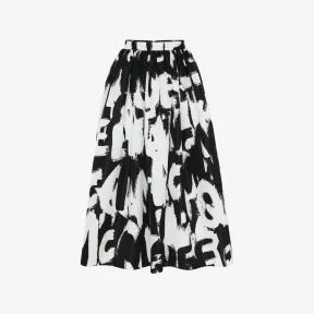 亚历山大麦昆/Alexander McQueen 黑，白 女士 百褶裙 706758QCAFG1090 