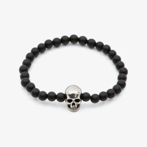 亚历山大麦昆/Alexander McQueen 黑色/银色 男士 手链 7069791AAIX1010 810683807