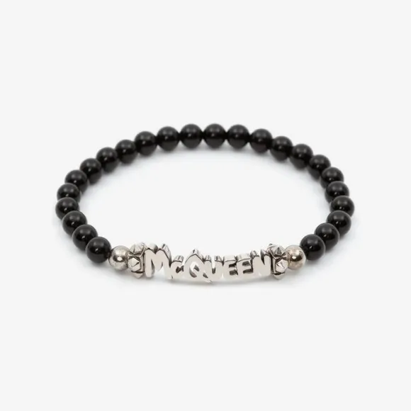 亚历山大麦昆/Alexander McQueen 黑色/银色 男士 手链 7069801AAIO1010 810656844