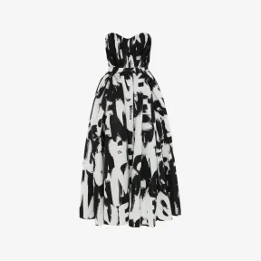 亚历山大麦昆/Alexander McQueen 蝴蝶垂结McQueen Graffiti束腰连衣裙 女士 708971QCAFG1090