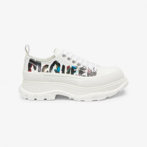 亚历山大麦昆/Alexander McQueen 男士McQueen Graffiti Tread Slick系带鞋白色/彩色 711108WIATC9583