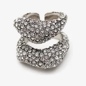 亚历山大麦昆/Alexander McQueen 密镶雕塑感切割戒指 女士 718339J160Y1355