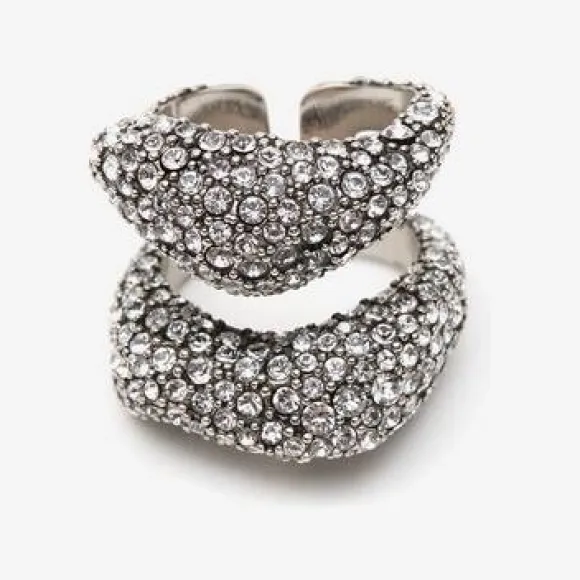 亚历山大麦昆/Alexander McQueen 密镶雕塑感切割戒指 女士 718339J160Y1355