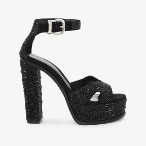 亚历山大麦昆/Alexander McQueen 黑色/银色 女士 凉鞋 718390WHCES1081 