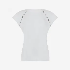 亚历山大麦昆/Alexander McQueen 女士光学白色孔眼 T 恤 728153QLAB79000 