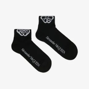 亚历山大麦昆/Alexander McQueen 女式黑色/白色 Cut Seal Logo 袜子 7328633D56Q1077 811222087