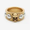 亚历山大麦昆/Alexander McQueen 古金女士珍珠骷髅戒指 734747I170A2375 