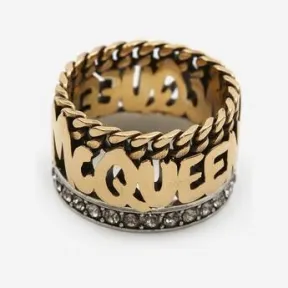 亚历山大麦昆/Alexander McQueen 女士 McQueen 古董金涂鸦戒指 734763J160T7286 