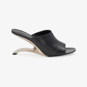 亚历山大麦昆/Alexander McQueen 女士黑色/银色 Arc 穆勒鞋 734996WIC711081 