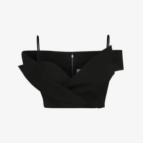 亚历山大麦昆/Alexander McQueen 女式黑色错视效果精裁短款上衣 736477QJADA1000 