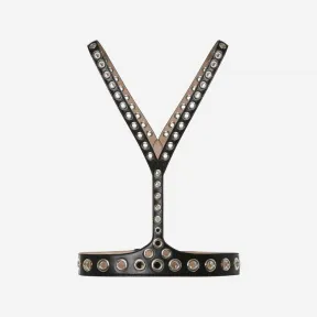 亚历山大麦昆/Alexander McQueen 女士黑色孔眼皮革背带 7371211BR711000 