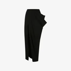 亚历山大麦昆/Alexander McQueen 女式黑色开衩垂坠半身裙 745749QJACX1000 