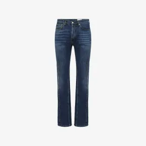 亚历山大麦昆/Alexander McQueen 男士水洗蓝色打褶牛仔裤 745910QVY444001 
