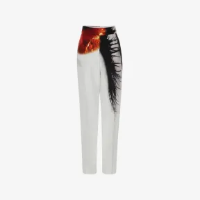 亚历山大麦昆/Alexander McQueen 女式白色/琥珀色 Iris 阔腿裤 747895QZAJA6088 