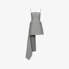 亚历山大麦昆/Alexander McQueen 女式黑色/象牙色拉链开衩迷你连衣裙 750136QJABD1080 