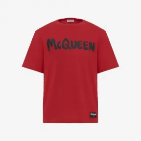 亚历山大麦昆/Alexander McQueen 男士McQueen Graffiti T恤欲望红色 750662QVZ130905