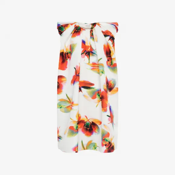 亚历山大麦昆/Alexander McQueen 女士Solarised Orchid褶皱迷你连衣裙光学白色 752378QCAHB9000