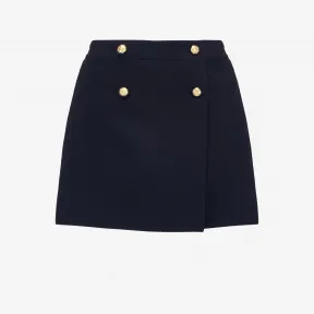 亚历山大麦昆/Alexander McQueen 女士垂褶剪裁迷你半裙海军蓝 752499QJACF4100