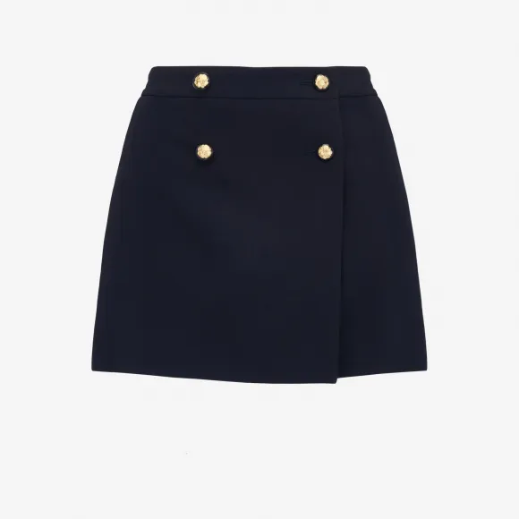 亚历山大麦昆/Alexander McQueen 女士垂褶剪裁迷你半裙海军蓝 752499QJACF4100
